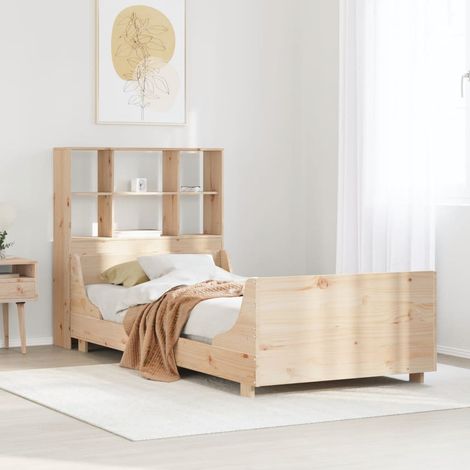 Lit bibliothèque sans matelas 100x200 cm bois massif vidaXL (1/5)