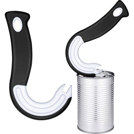 Ouvre-Boîte - Manuel - Plastique et Caoutchouc - Noir et Blanc - 2 pièces (1/5)