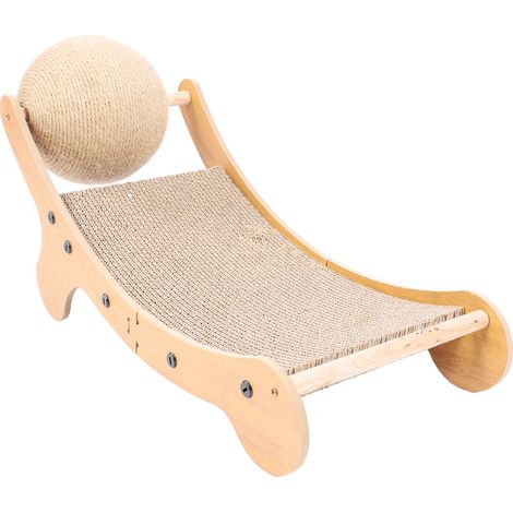 Griffoir/lit hamac spacieux en sisal pour chat, idéal pour soulager l'anxiété et doté d'une balle jouet pour l'intérieur. (1/5)