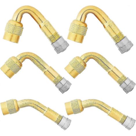 6 pièces Pneu Valve Rallonge, 45, 90, 135 Extension Valve Pneu Valve De Adaptateur Raccord Prolongateur Coude, Embout De Gonflage Coud Pour Voiture Cam (1/5)