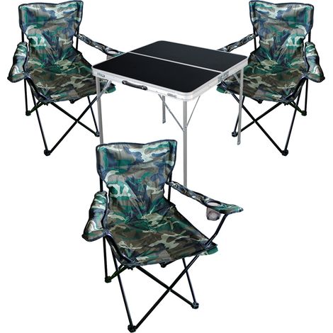 4-teiliges Campingmöbel Set schwarz - Camouflage-MMC330883B+3xMPO2469 (1/4)