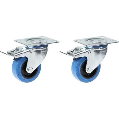 Drehrollen - PARNELLS - 80 mm - Blauer Gummi - Tragfähigkeit 280 kg - Set von 2
