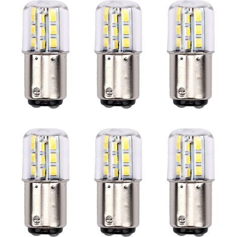 Ampoules LED BA15D 3W, variable 24 2835, Base à baïonnette à Double Contact pour lampe en cristal, Machine à coudre, Signal lumineux marin blanc 6000-6500K, 6 pièces (1/5)