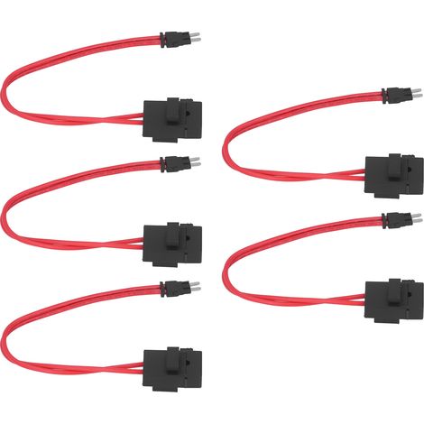 5-teiliges Kfz-Sicherungshalter-Set, Mini-Verlängerungskabel für hohe Beanspruchung, 16 AWG, 20 A, ATM, lange Füße, 9,1 mm, mit 5 ACM-Sicherungen für Fahrzeuge (1/5)