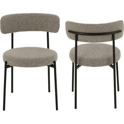 Chaises design en métal noir et bouclette (lot de 2) - GERDA (1/5)