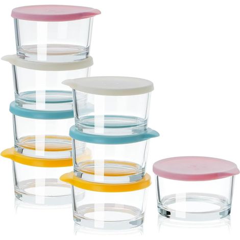 Lot de 8 Overnight Oats Jar, 200ml Pot Overnight Oat Verre, Bocal en Verre avec Couvercle, Bocaux Overnight Oats, Meal Prep Containers Verre pour Yaourts, Puddings, Salade,Snacks, Sauces