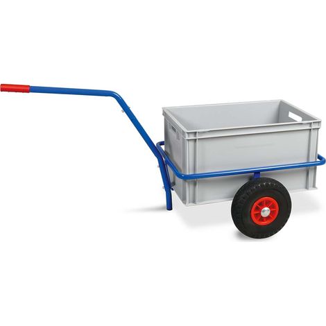 BRB Handwagen mit herausnehmbarem Kunststoffkasten 600x400x320 mm, grau, pannensichere Reifen, Tragkraft 200 kg (1/2)