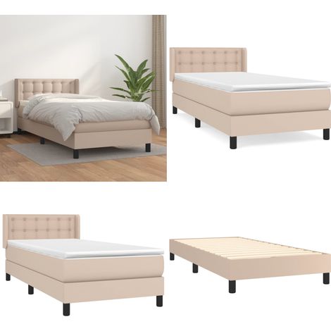 Sommier à lattes de lit avec matelas Cappuccino 100x200 cm - Lit Plateforme - Lit Capitonné - Lit Double - Literie - Chambre À Coucher - Home & Living (1/5)