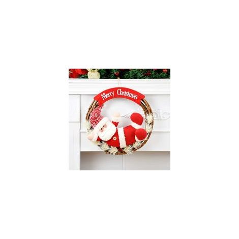 Guirlande ronde Père Noël en rotin, 35 cm, modèle B –
