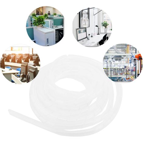 Lot de 2 gaines de protection spiralées en PP, accessoire de protection pour câbles, blanches, 14 mm (1/5)