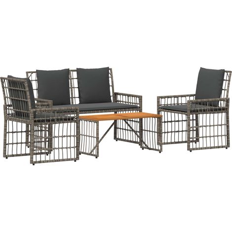 Gartenmöbel Set 4 pcs Schwarz und Dunkelgrau vidaXL