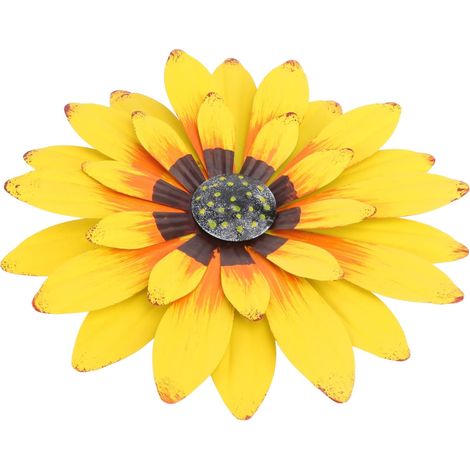 Décoration Murale Fleur en Fer Forgé, Ornement de Marguerite Artificielle, Jaune, pour Salon et Chambre, Style et Artistique (1/5)