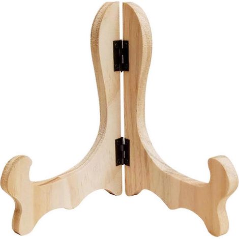 Présentoir pliable en bois, design incurvé, fait main, pour assiettes, gâteaux et autres plats à thé. Décoration intérieure pour café. Kaesi, couleur bois M. (1/5)