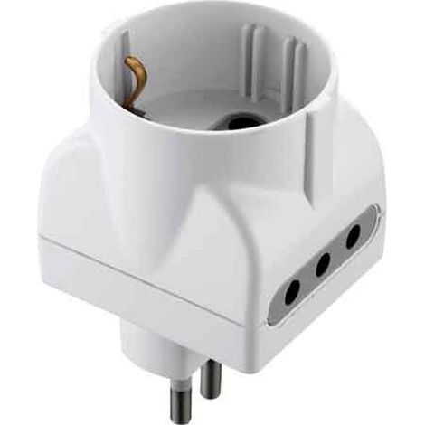 ADATTATORE TRIPLO SCHUKO/BIVALENTE 10A 2P+T - presa 10A 2P+T - Colore Nero