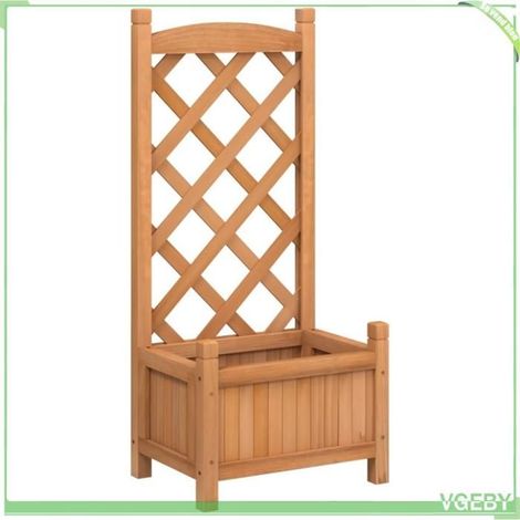 Jardinière avec treillis - FAFEICY - 365482 - Bois sapin massif - Treillis plantes grimpantes - 40x30x90 cm (1/5)