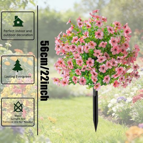 Plantes en pot avec piquets de sol, fausses feuilles d'eucalyptus violettes, arbustes artificiels, arbres à feuilles persistantes, 2 pièces (1/5)