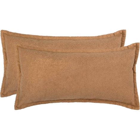 Housse de coussin 2 pcs HOUTEN Beige 40 x 70 cm Bouclé vidaXL (1/5)