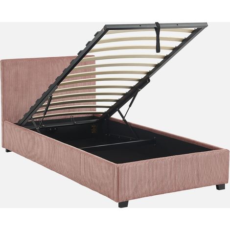 Letto con rete e testata pieghevoli 90x190cm, velluto a coste fini