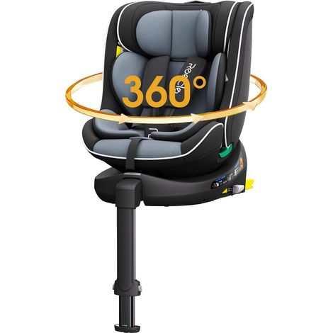 360° Swivel Car Seat, I-Size 40-150 cm, from Birth to 12 Years Approx. Group 0+/1/2/3, 0-36 kg, Isofix Fixings, Support Leg (Black) (1/5)