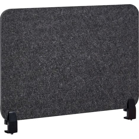 Desk Screen Dark Grey PET Board Fabric Cover 80 x 50 cm Acoustic Screen Modular Mounting Clamps Home Office SPLIT (1/4)