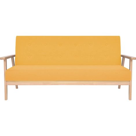 Divano a 3 Posti  Sofa in Tessuto Giallo (1/5)