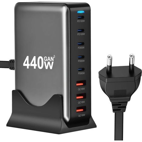 Chargeur 440W - Station de Charge USB-C/USB-A 8 Ports avec 5 USB-C et 3 USB-A PD PPS 100W - Bloc d'Alimentation pour MacBook Pro/Air, Samsung (1/5)