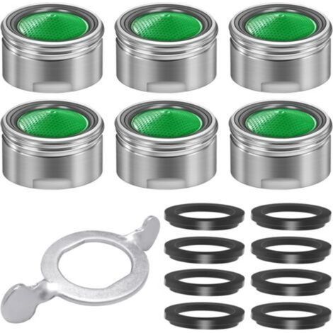 M24 Mousseur Robinet, 6 Pièces Mousseur Robinet Cuisine eau en Acier Inoxydable avec Filtre ABS, Filtration à Économie D'eau Aérateur de Robinet Avec 8 Rondelles et 1 Clé de Montage Incluses (1/5)