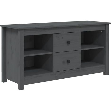 Mobile TV multimediale scaffale per televisione televisione buffet sala da pranzo soggiorno camera da letto 103 x 36,5 x 52 cm legno massello di pino grigio 020025634