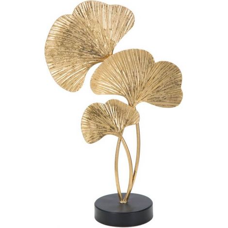 Scultura foglie decorative in ferro color oro con base per decorazioni ambienti -Foglie piene (1/5)