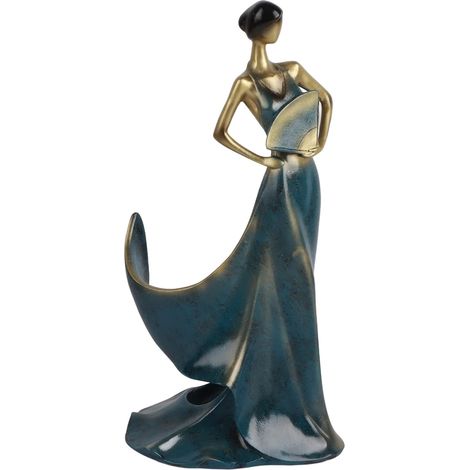 Estatua de Bella Dama Portabotellas – Resina Azul – Figura de Bailarina – Decoración Artística Original