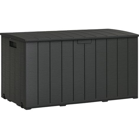 336 Litre Garden Storage Box, Water-resistant Heavy Duty Double Wall Plastic Container, Extra Large Outdoor Garden Furniture Organizer, Deck Cushion Chest with Wheels and Handles, Black