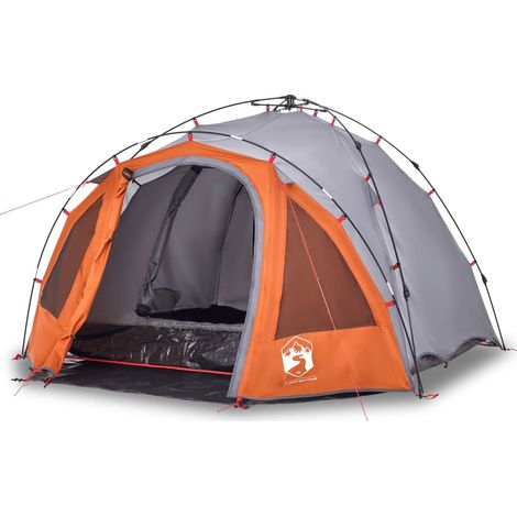 vidaXL Tienda de campaña iglú 3 personas apertura rápida gris/naranja (1/2)