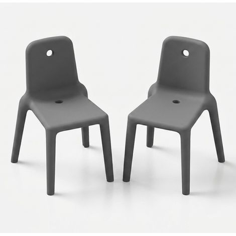 Set 2 sedie design indoor outdoor in polietilene Mellow - Ferro (1/5)