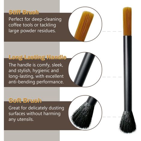 Brosse de nettoyage pour moulin à café - Accessoire de nettoyage pour espresso, brosse de barista, brosse de nettoyage