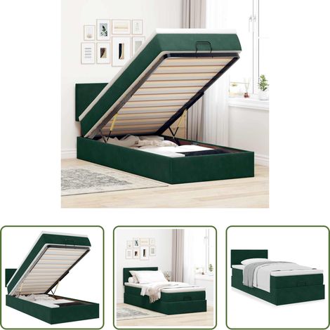 Matratze - Ottoman-Bett mit Matratze Dunkelgrün 100x200 cm Samt (1/5)