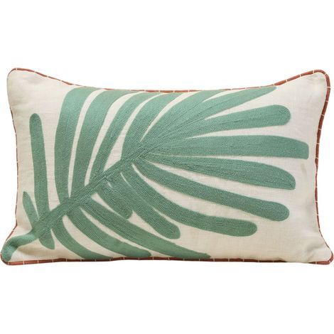 Housse de coussin en Feuille de palmier brodée TROPI