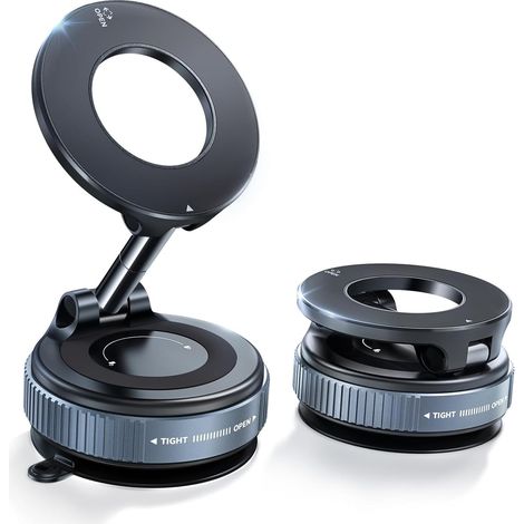 Noir  Support Téléphone Voiture Magnétique Ventouse,Compatible avec MagSafe,Porte Telephone Voiture Réglable à 360° & Pliable pour iPhone 16 15 14 13 12 Pro Max Plus 16E,sur Miroir/Verre/Gym