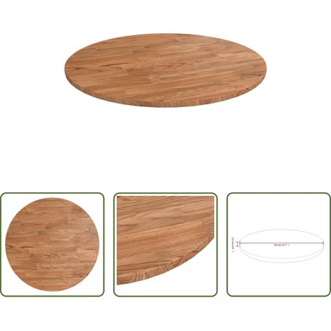 Eichenholz - Runde Tischplatte Hellbraun Ø40x1,5 cm Behandeltes Eichenholz (1/5)
