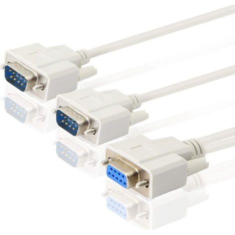 Câble Répartiteur DB9 - 1 Femelle vers 2 Mâles - RS232 - 30 cm - PVC et Nickelé - Pour PC et Machines CNC (1/5)