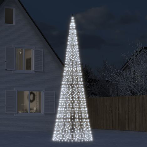 Sapin de Noël à LED sur mât de drapeau-Décoration de Fête pour Noël 1534 LED blanc 500 cm 941460 (1/5)