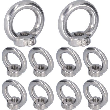 Lot de 10 écrous à œillet de levage en acier inoxydable, forme annulaire, pour machines forestières M6 (1/5)