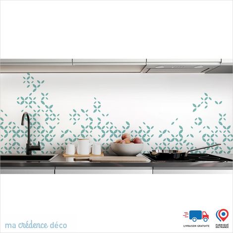 Crédence : Rosaces contemporaines - Couleur Bleu turquoise - Alu composite - 60 - 120 (1/3)