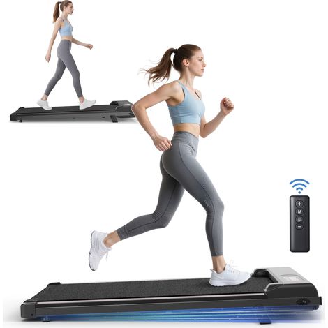 Tapis de course domestique 2,5 CV - Vitesse 1-8 km/h - Écran LED - Avec télécommande - Inclinaison 8 % - Surface de course 40 x 90 cm - Charge max 145 kg - Noir (1/5)