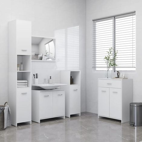 Meuble de salle de bain 4 pcs Mobilier de salle de bain - Blanc BV515217 - BonneVie (1/5)