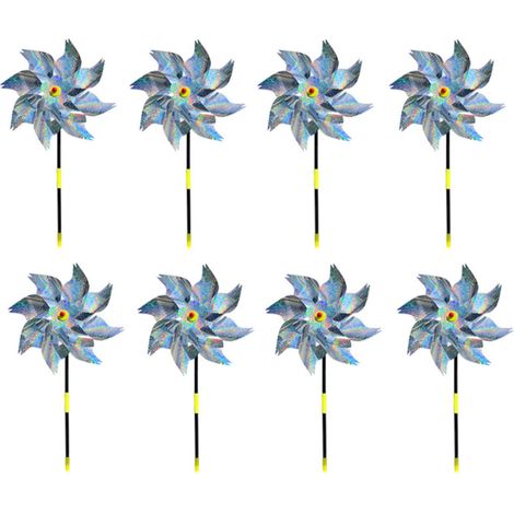 8Pcs Bird Repeller Pinwheel Reflective Garden Plant Flower Bird Repellent Windmill Garden Decoration (1/5)