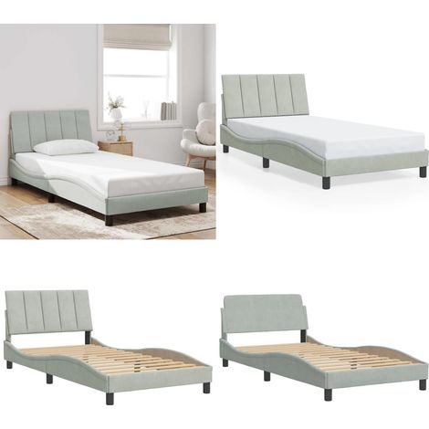 Bettgestell ohne Matratze Hellgrau 100x200 cm Samt - Bettsofa - Samtbett - Doppelbett - Boxspringbetten - Himmelbett - Home & Living