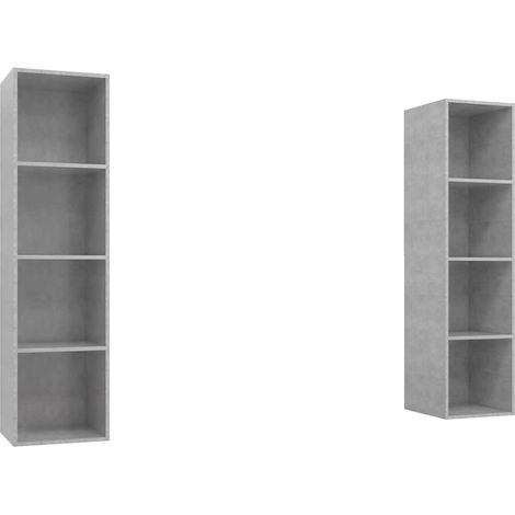 vidaXL Muebles de salón de pared 2 pzs madera ingeniería gris hormigón (1/2)