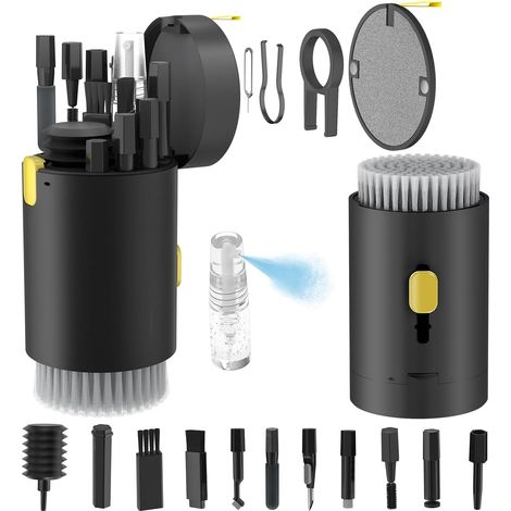 JSSEVN-kit de Nettoyage pour Clavier, 20 en 1, pour téléphone Portable, Clavier avec Brosse-Noir (1/5)