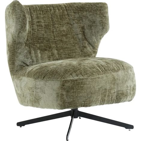 Fauteuil rotatif 360° en microfibre vert kaki et pieds métal – FRANCESCA (1/5)