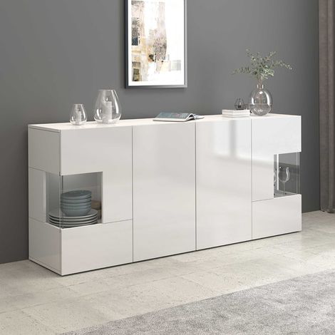 Buffet/bahut moderne 180 cm blanc brillant Keops (1/5)